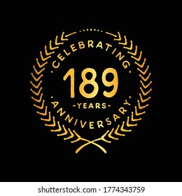 Plantilla de diseño de 189 años. Logo 189. Vector e ilustración.