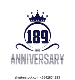 189 anos modelo de design de logotipo. Vetor e ilustração do 189º aniversário.