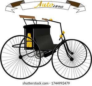 1890 model retro four wheeled car in black.