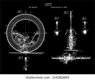 1892 Vintage Unicycle Patent Art