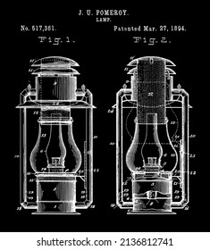 1894 Vintage Lamp Patent Art.