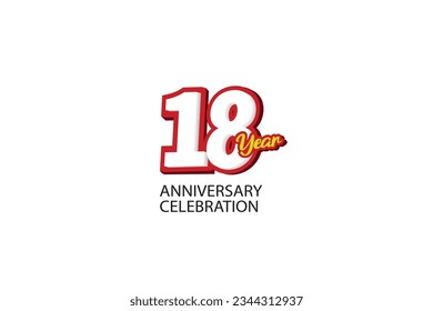 18th, 18 years, 18 year anniversary minimalist logo, jubilee, greeting card. Birthday invitation, sign. Red space vector illustration on white background - Vector