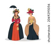 18th 19th century old town fashion composition with human characters of aristocratic people vector illustration