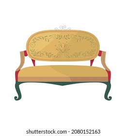 18th 19th century old town fashion composition with isolated icon of vintage sofa vector illustration