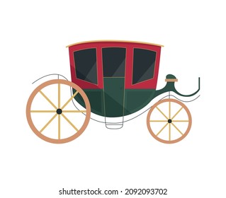 18th 19th century old town fashion composition with isolated icon of vintage carriage vector illustration