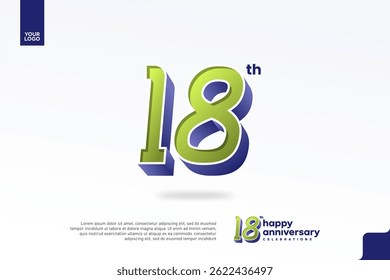 18th Anniversary 3D Number with Silver Jubilee Design in Pear Green and Violet Blue