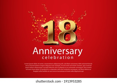 18th anniversary background with 3D number illustration