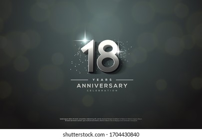 18th anniversary background number illustrations with color effects and sparkling light behind.