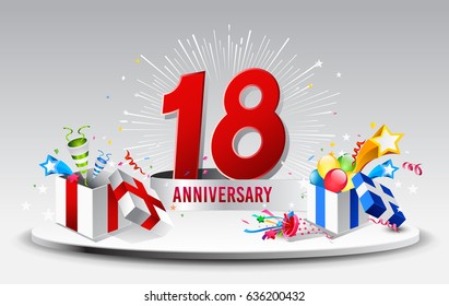 18th Anniversary celebration background. stock vector template