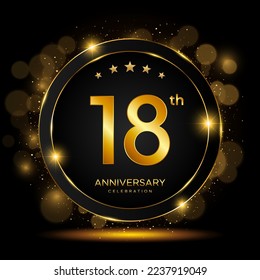 18th Anniversary Celebration. Golden Anniversary Template Design. Logo Vector illustrations