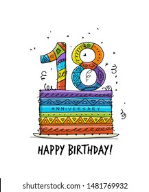 18th anniversary celebration. Greeting card template