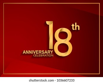 18th Anniversary Celebration Logotype Golden Color Stock Vector ...