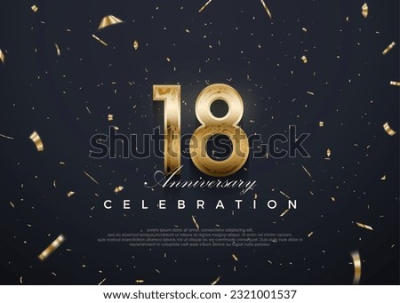 18th anniversary celebration, vector 3d design with luxury and shiny gold. Premium vector background for greeting and celebration.