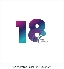 18th anniversary event party. Vector illustration. numbers template for Celebrating.