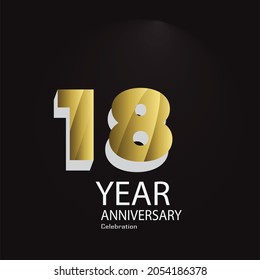 18th anniversary event party. Vector illustration. numbers template for Celebrating.
