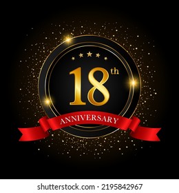 18th Anniversary. Golden anniversary celebration template design, Vector illustrations.