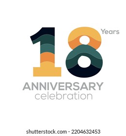 18th Anniversary Logo Design, Number 18 Icon Vector Template.Minimalist Color Palettes