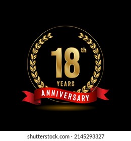 18th Anniversary logotype. Anniversary celebration template design for booklet, leaflet, magazine, brochure poster, banner, web, invitation or greeting card. Vector illustrations.