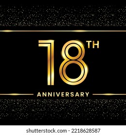 18th Anniversary Logotype. Golden Anniversary template design for celebration event, invitation card, greeting card, flyer, banner, poster, double line logo, vector illustration