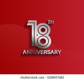 18th anniversary logotype silver color with multiple line style for celebration event
