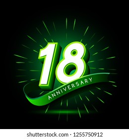 18th Anniversary Neon Text Vector Design Stock Vector (Royalty Free ...