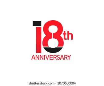 18th anniversary red and black design simple isolated on white background for celebration