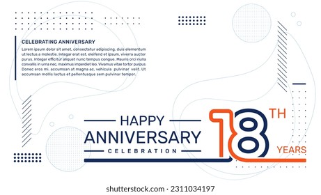 18th anniversary template design with abstract background, vector template