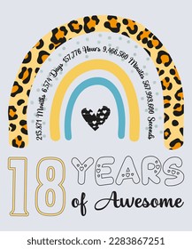 18th Birthday T-Shirt, 18 Years Of Awesome, Typography Design, Milestone Birthday Gift