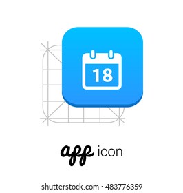 18th Calendar Blue Mobile App UI/UX Button Corporate Logo / Icon Design