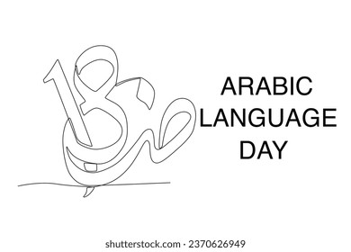 18th Celebration of Arabic Day. Arabic language day one-line drawing