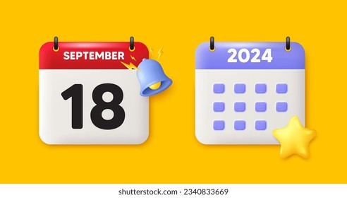 18th day of the month icon. Calendar date 3d icon. Event schedule date. Meeting appointment time. 18th day of September month. Calendar event reminder date. Vector