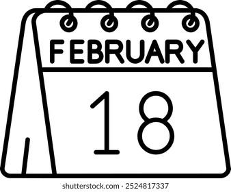 18th of February Line vector Icon Design
