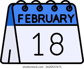 18th of February Line vector Icon Design