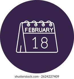 18th of February Line vector Icon Design