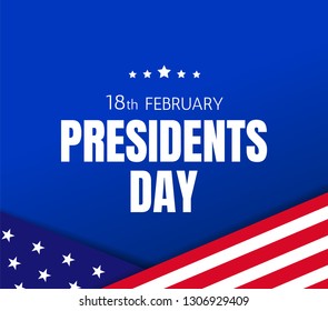 18th February Presidents day banner design concept with American flag elements. - Vector illustration