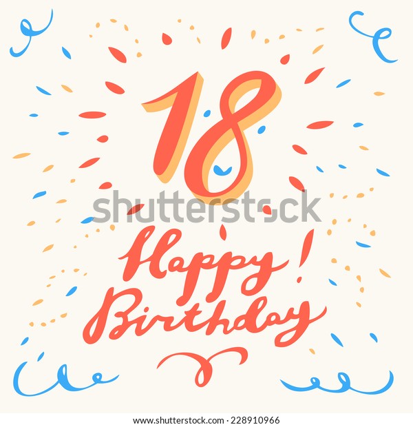 18th Happy Birthday Card Handwritten Calligraphy Stock Vector (Royalty ...