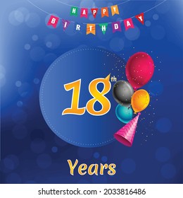 18th Happy Birthday celebration Invitation card design, Vector illustration design.
