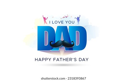 18th June, Father's Day Holiday celebration and wishing post card design.