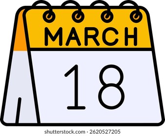 18th of March Line vector Icon Design