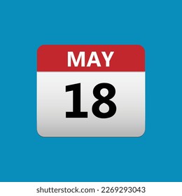 18th May calendar icon. May 18 calendar Date Month icon. Vector illustration