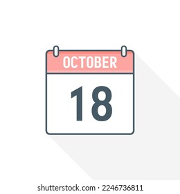 18th October calendar icon. October 18 calendar Date Month icon vector illustrator