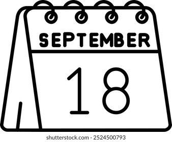 18th of September Line vector Icon Design