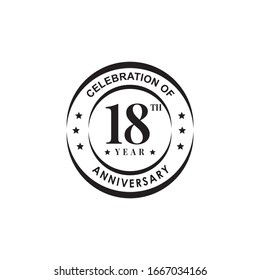 18th year anniversary logo design vector template
