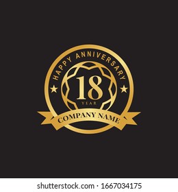 18th year anniversary logo design vector template
