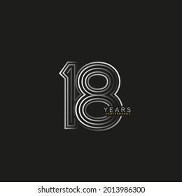 18th years anniversary celebration logotype with linked number black and white. Simple and modern design, vector design for anniversary celebration.