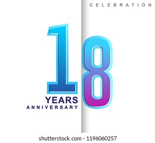 18th Years Anniversary with colorful design. Applicable for brochure, flyer, Posters, web and Banner Designs, anniversary celebration
