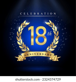 18th years celebration anniversary logo vector isolated on dark blue background