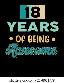 18th Years Old Vintage Birthday T-Shirt design