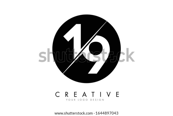 19 1 9 Number Logo\
Design with a Creative Cut and Black Circle Background. Creative\
logo design.