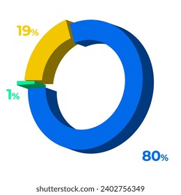 19 80 1 3d donut pie chart illustration eps vector 